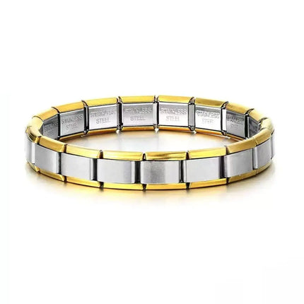 Italian Charm Link Stainless Steel Golden Bracelet for Woman Men DIY Making 9mm Bead Silver Color Retro Bangle Jewelry Wholesale