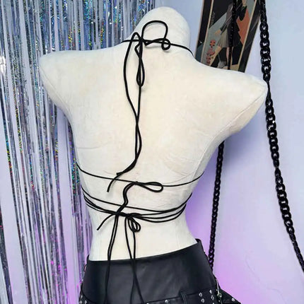 Gothic Emo Punk Women's Spiked Grunge PU Leather Tank Top Y2K Alternative 90s Vkei Studded Cyber Goth T-shirt 2000s ALT Clothing
