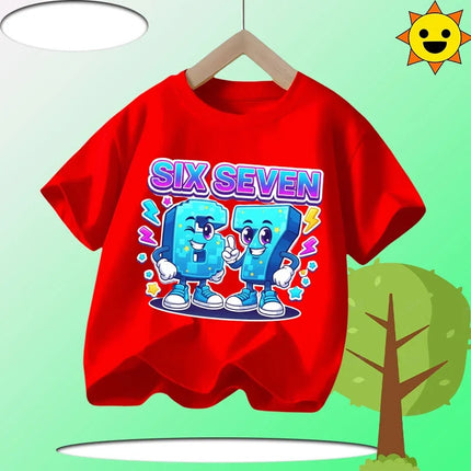 Kids T-Shirts Fashion Oys Girls Cotton Tee Italian 67 Casual Children Clothes Top Summer 67 Six Seven Cool Funny Printed T-shirt