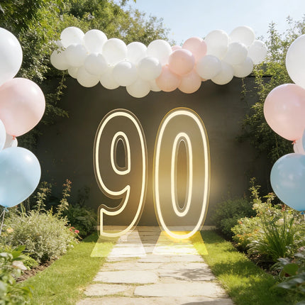 Large Size Warm White LED Neon Numbers Sign 76cm/100cm Stand up & Wall Mounted for Birthday Wedding Celebration Party Decor