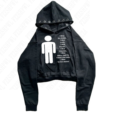 American y2k Harajuku street vintage trend autumn and winter, unique hip-hop punk print for both men and women, pullover hoodie