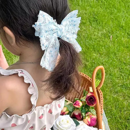 New Floral Print Bow Baby Hair Clips Korean Big Bowknot Sweet Girl Hairpins Princess Barrettes Kids Hair Accessories Photo Props