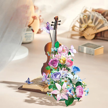 NEW DIY 3D Metal Puzzle Violin Eternal Flower Model Building Kits Assembly Camellia Lily Jigsaw Puzzles for Girls Birthday Gifts