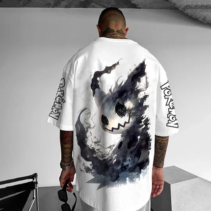 Summer Anime Pokémon Cosplay T-Shirt Cotton Short Sleeve Tops Casual Loose Retro T-Shirt Men Women Family Matching Outfits Tops
