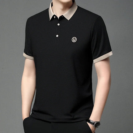 2024 Men's New Embroidered Cotton Business Casual Short Sleeve POLO Shirt Fashion Short Sleeve Comfortable and Breathable Top