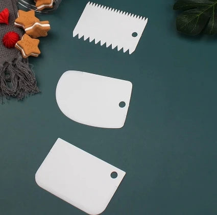 3pcs Cake Scraper Smoother Set, Cake Icing Smoother Tool For Cake Decoration,Plastic Dough Scraper Multifunctional Kitchen Tools