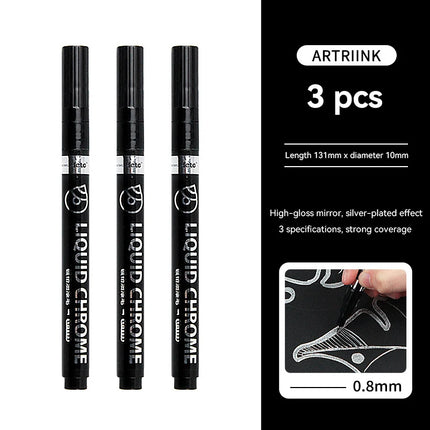 1-6pcs Chrome Pen Marker Mirror Waterproof DIY Reflective Paint Repair for Rock Ceramic Glass Metallic Gold/Silver 0.8/1/2mm Nib