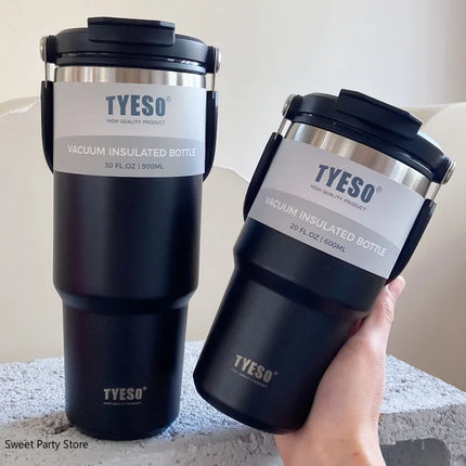 Tyeso 600/750/900/1050/1200ML Stainless Steel Thermos Bottle Car Coffee Cup Sports Water Bottles Keeps Cold and Heat Thermal Mug