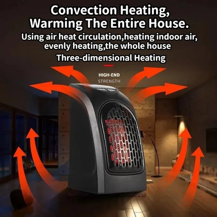 Portable Electric Space Heater Wall Plug In Mini Room Radiator Fan Warmer Heating Appliance for Home
