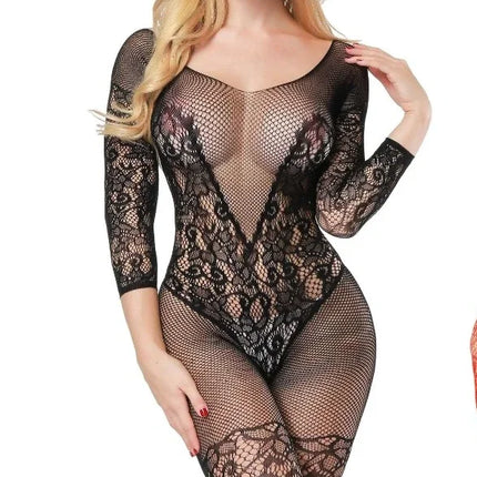 Sexy Body Stockings Women Open Crotch Erotic Babydoll Fishnet Mesh Tights Lingerie Erotic Bodysuit Sleepwear Underwear Teddies