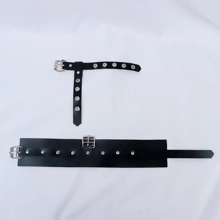 PU Leather Hand Wrist to Thumbs Cuffs Bondage Belts Cosplay Sexy Ankle Wrist Adjustable Strap with Toes Restraints Sex Toys