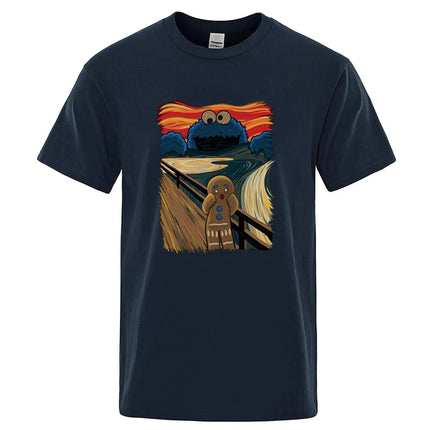 Men's Summer High-Quality T-Shirt 100% Cotton Short Sleeve Printed Casual Loose O-Neck Tee for Men