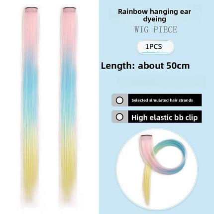 Three-color gradientSparkle Hair Extensions Clip In Rainbow Synthetic Sparkle Hair Tinsel Heat Resistant Sparkle Hair Extensions