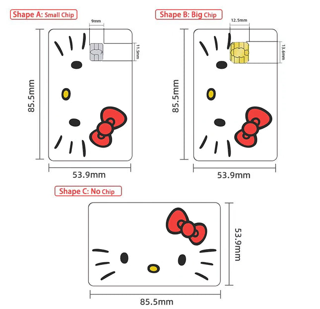 Cute Kitty Matte Sticker Kawaii Anime Credit Card Stickers for VISA MasterCard Bank Debit Card and Other IC Cards Decoration