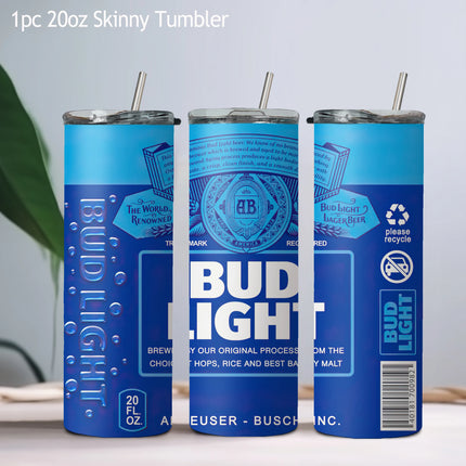 20oz Creative Corona Light Beer Can Modelo Stainless Steel Skinny Tumblers Vacuum Cup With Lid straw Keep Hot Cold Water Bottle