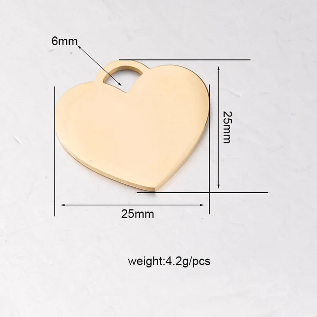 20pcs 20mm 25mm 304 Stainless Steel gold steel Color Heart Charms Pendant For Jewelry Making DIY Jewelry Findings