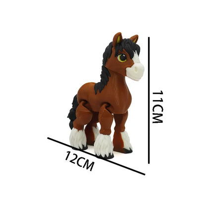 3D Printing Sunshine Rainbow Little White Horse Animal Toys Joint Tail Movable Creative Home Desk Decoration Kids Birthday Gift