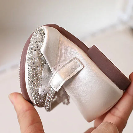 Girls' Princess Shoes, Sweet Bow Sequins, Fashionable Single Shoes, Children's Soft Soled Anti Slip Temperament Dress Shoes