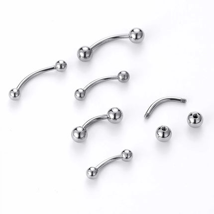 1pc 6-16mm Curved Barbell Banana Piercing Bar 3 4 5 6 8mm Ball Titanium Stainless Steel 14G 16G 1.2mm 1.6mm DIY Body Jewelry