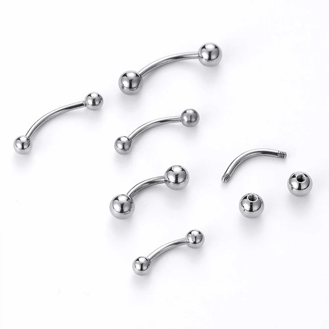 1pc 6-16mm Curved Barbell Banana Piercing Bar 3 4 5 6 8mm Ball Titanium Stainless Steel 14G 16G 1.2mm 1.6mm DIY Body Jewelry