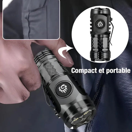 Portable Mini LED Flashlight Powerful 3*Wick Small Pocket Torch Rechargeable Strong Light Lantern Super Bright Cap Clip Lamp