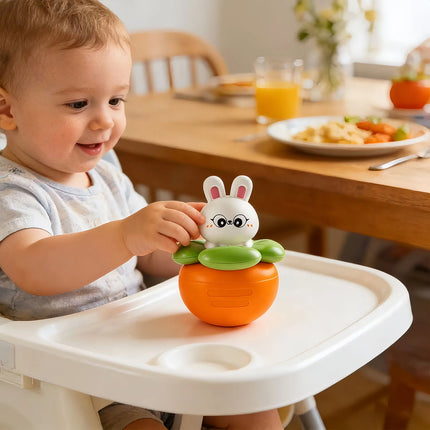 Baby Musical Tumbler Bunny Toy, Swing Rabbit Carrot Infant Toy 0-12M, Safe Soothing Tummy Time Early Education Baby Gifts