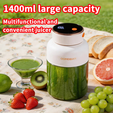 Home Portable Juicer 1400ML, Fresh Fruit Mixer with 46 Blades, USB Rechargeable Multifunctional Ice Crusher Smoothie Blender