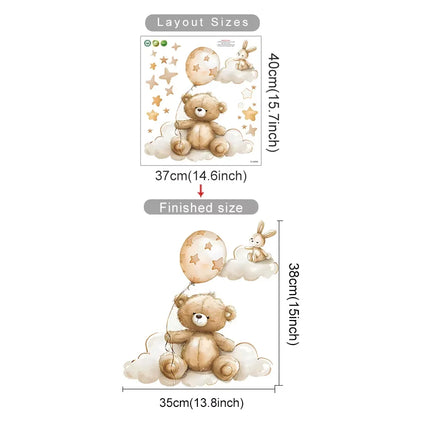 Cartoon Hot Air Balloon Animals Bear Rabbits Wall Stickers for Child Room Boy Room Decoration Nursery Baby Room Decoration Decal
