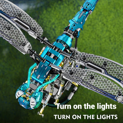 866 PCS electric building blocks toy set, insect series mechanical dragonfly ornaments model assembly, boys' holiday toy gift