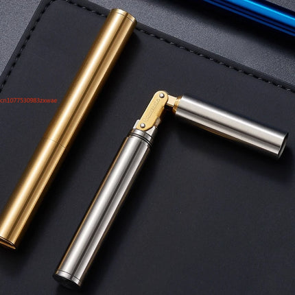 2024 New Brass Kerosene Nunchaku Lighter Windproof Mini Retro Grinding Wheel Ignition Flint Fireless Men's Smoking Toy Gift