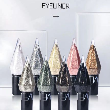 Waterproof Diamonds Eyeliner Eyeshadow Glitter Silver Rose Gold Color Shiny Sequins Eyeliner Eye Shadow Makeup Beauty Cosmetics