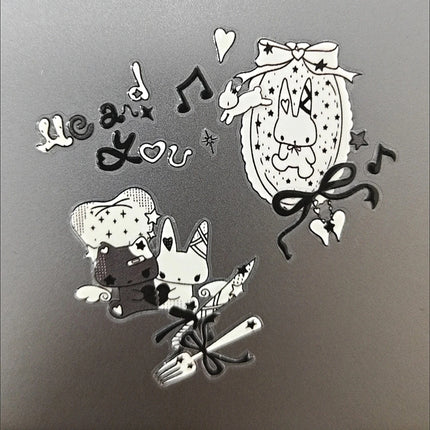 2Pc Cute Black White Rabbit Decoration Stickers for DIY Scrapbooking Journal Phone Materials Sticker