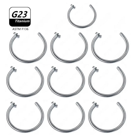 1Pcs 10Pcs G23 ASTM F136 Titanium D Shape Nose Piercing Ear Septum Earrings Studs Helix Stud Hoop Body Jewelry Wholesale