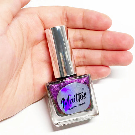 WA520 Purple12ml No-bake Cat's Eye Water-based Nail Polish, Oderless, With magnet, It dries quickly No need UV lamp, easy tear