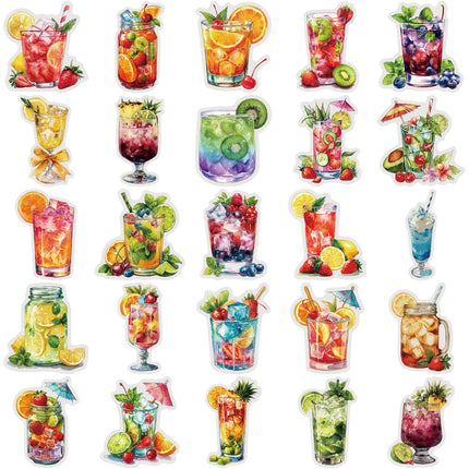 50PCS Creative Summer Beverages Personalized PET Transparent Material Stickers Handheld Account Material Decorative Stickers