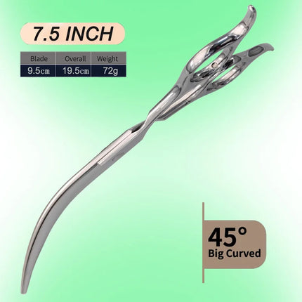 Dog grooming hair clippers, 7.5 ", super large 45 ° curved scissors,Pet Bend Scissor, fine dog hair trimming tool Shears