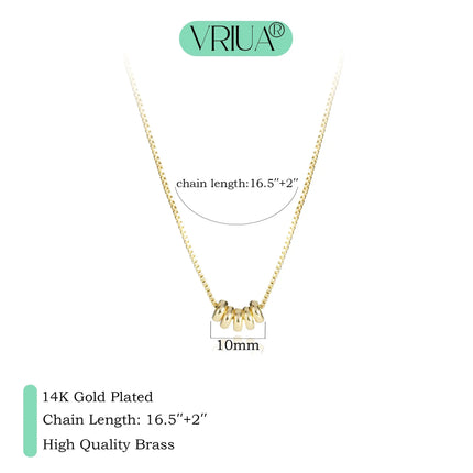 Mini Ring Pendant Gold simple snake bone necklace 5 circles 14K Gold Plated high quality brass women jewelry gift