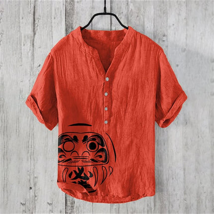 Hawaii Vacation Summer Men's Short-Sleeved POLO Shirt Imitation Print POLO Shirt Fashion Chinese Calligraphy Retro Top