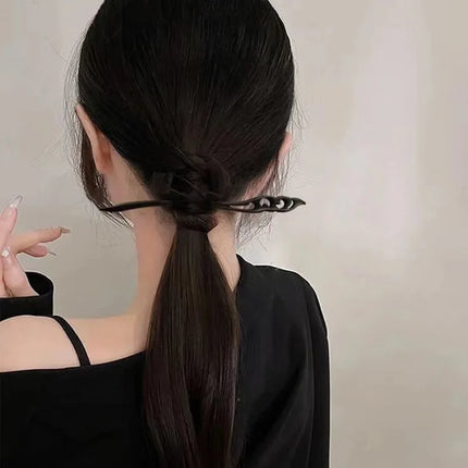 Vintage Chinese Style Black Wooden Flower Hairpin Jewelry Hair Sticks for Women Autumn Temperament Hair Accessories Wedding Gift