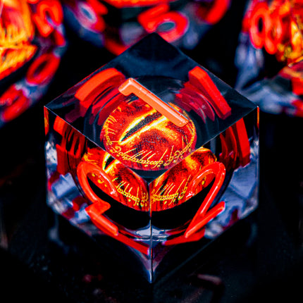 7PCS Lliquid Flow Core Eye of Sauron D20 Dnd Sharp Edge Resin Dice Set D and D Dungeon and Dragon Role Playing Games D&D Dice