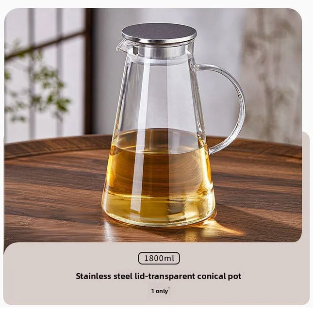 High Borosilicate Glass Pitcher Heat Resistant Water Kettle for Home Office Tea Cold Brew Fruit Infuser Jug Stylish Carafe