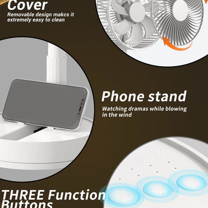 KASYDoFF Portable Oscillating Desk Fan, 8-Inch＆ 5400mAh USB Battery Operated Fan with 4 Speed Strong Airflow Foldable Personal