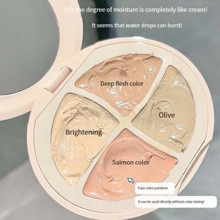 Four-color Concealer Facial Concealer Spots Tear Grooves Law Lines Dark Circles Brighten And Even Skin Tone