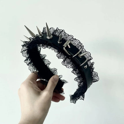 Stylish Goth Punk Headwear for Women Metal Rivet Headband Fashion Hair Band Cosplay Accessory Silver Golden Hair Decoration