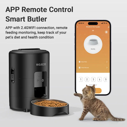 ROJECO Automatic Dog Feeder 2L WiFi App Remote Control Smart Cat Food Kibble Dispenser Auto Cat Feeder For Pet Feeding Supplies