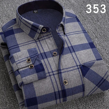 Thickened Fleece Men's Casual Shirt Warm Plaid Set Winter Wear Comfortable Breathable Fashionable Chinese Brand Clothing