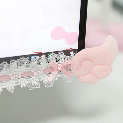Bow Lace Cute Table Screen Decorative Computer Monitor Decorative Stickers Gaming Room Frame Display Screen Decorative Ornaments