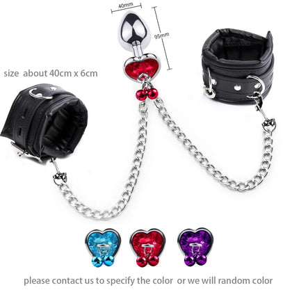 Thierry  Anal Plug to Wrist Kit Bondage Bdsm Restraints Fetish Handcuffs Adult Games Product Sex Toys for Women Men