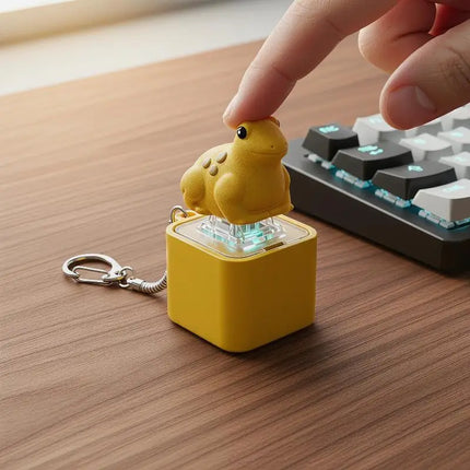 Funny Chicken Frog Keyboard Fidget Toys Keychain Finger Button Clicker Decompression Toys With Colorful Lights Rechargeable Toy