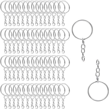 30pcs/pack Silver Color Keyring Keychain Split Key Ring with Chain Climbing Buckles Carabiner Keychain Rings Accessories